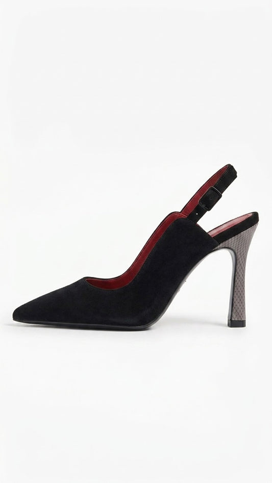 Serena Suede Slingback in Black by VIVACE – product image 2