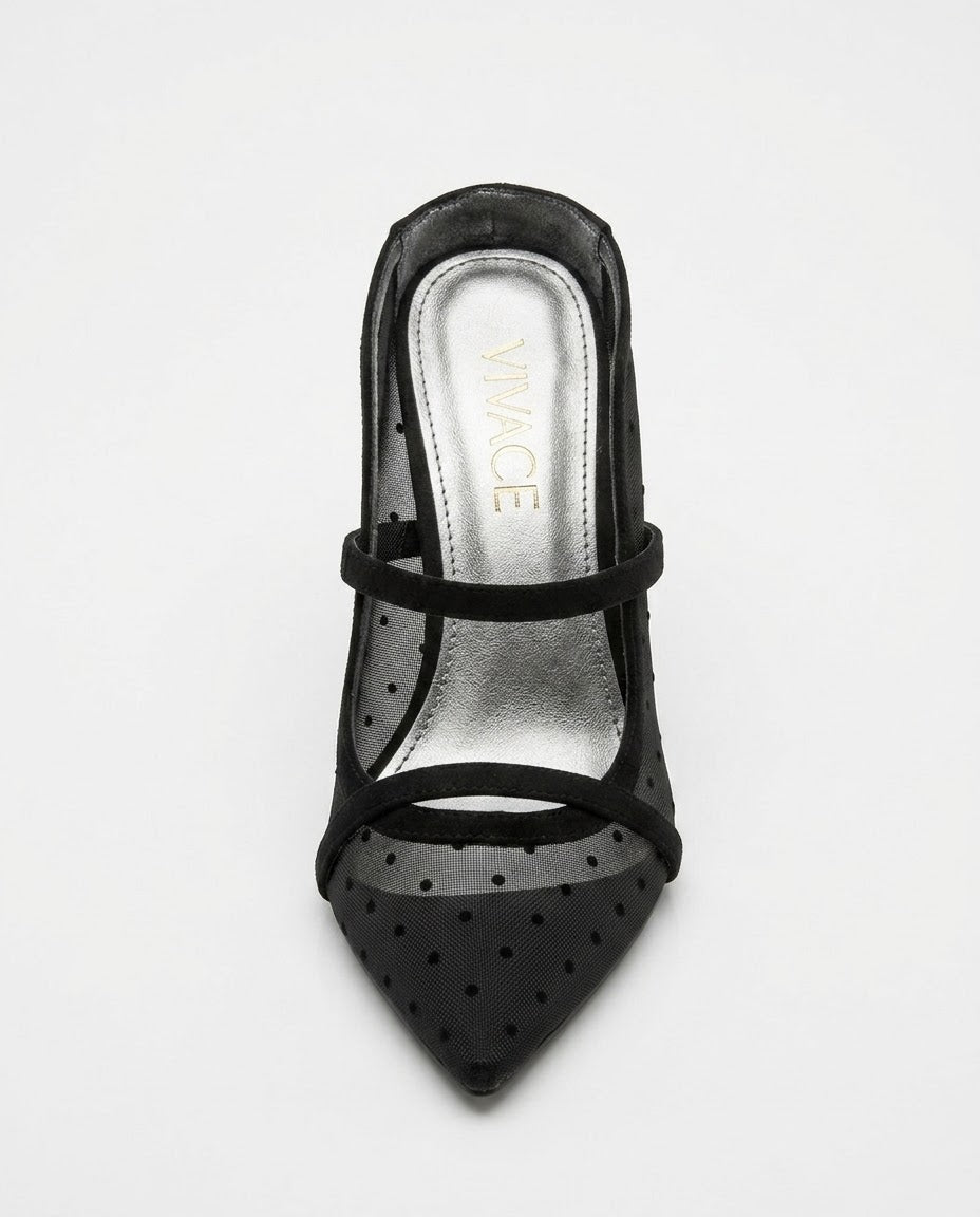 Celeste Polka-Dot Mesh Mule