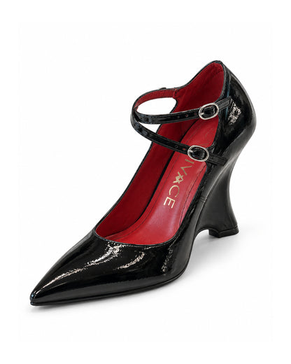 Adrienne Cross-Strap Sculpted-Heel Pump