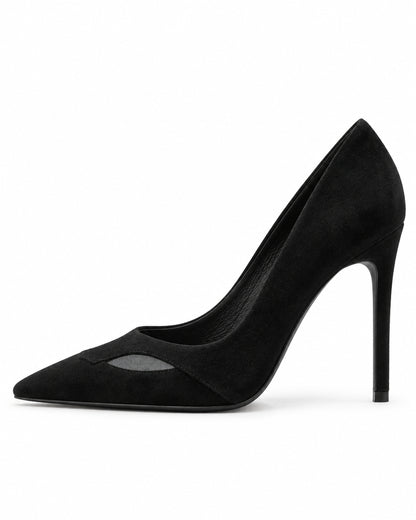 Black Suede Pointed-Toe Pumps