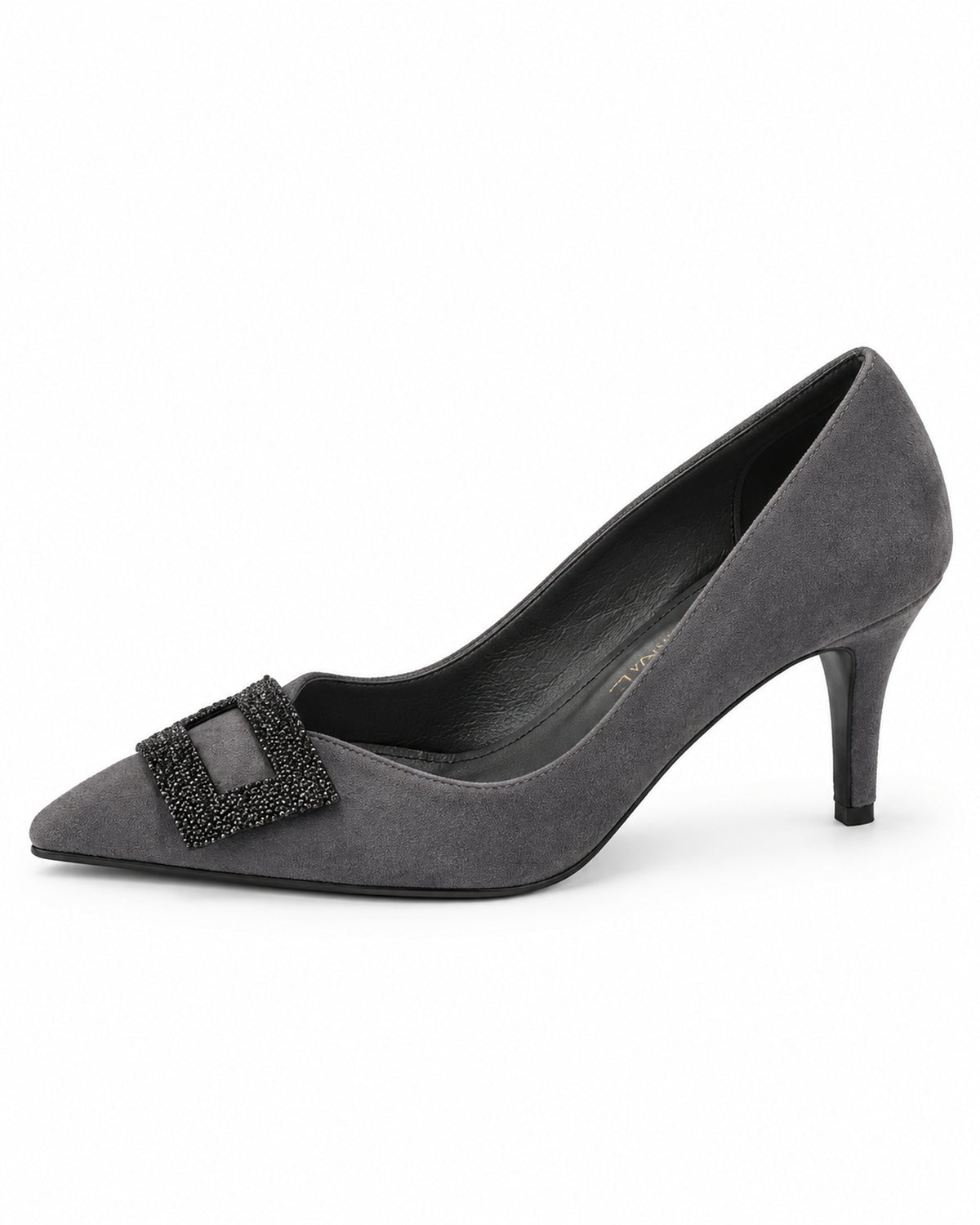 Noelle Crystal-Frame Suede Pump