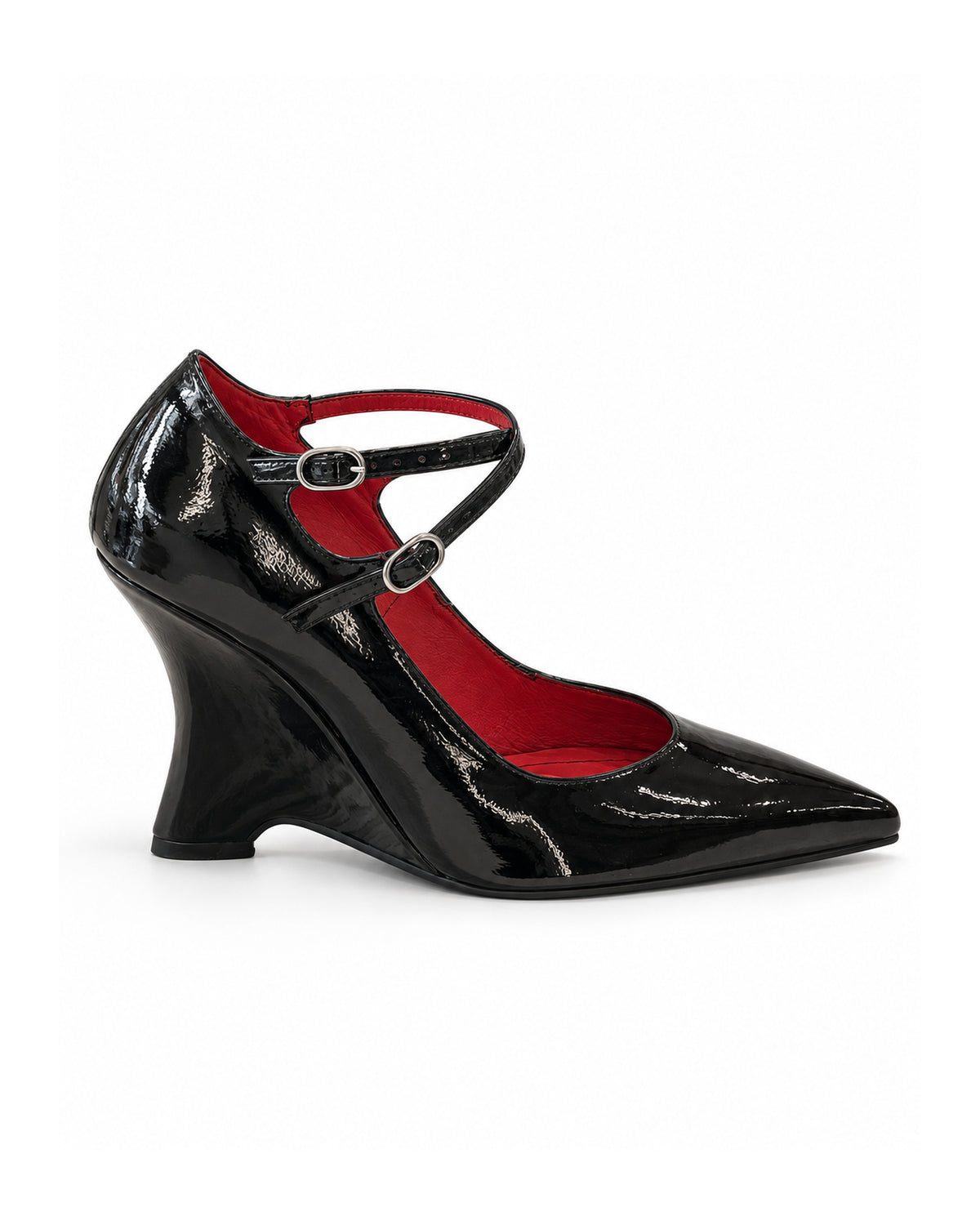 Adrienne Cross-Strap Sculpted-Heel Pump