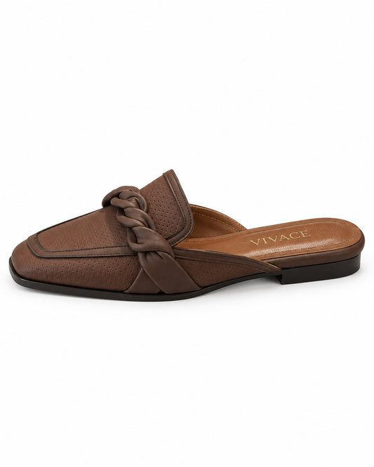 Amelie Twist-Detail Loafer Mule