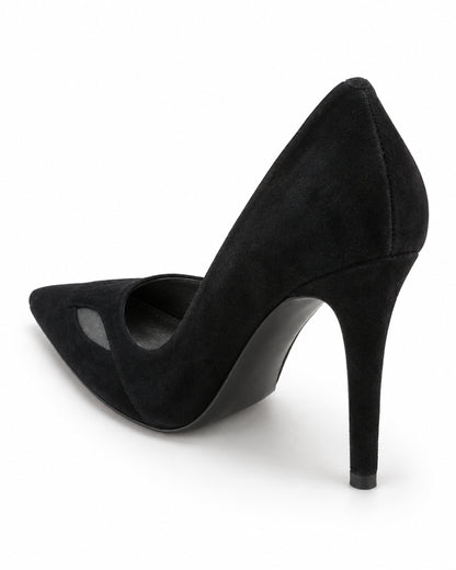 Black Suede Pointed-Toe Pumps