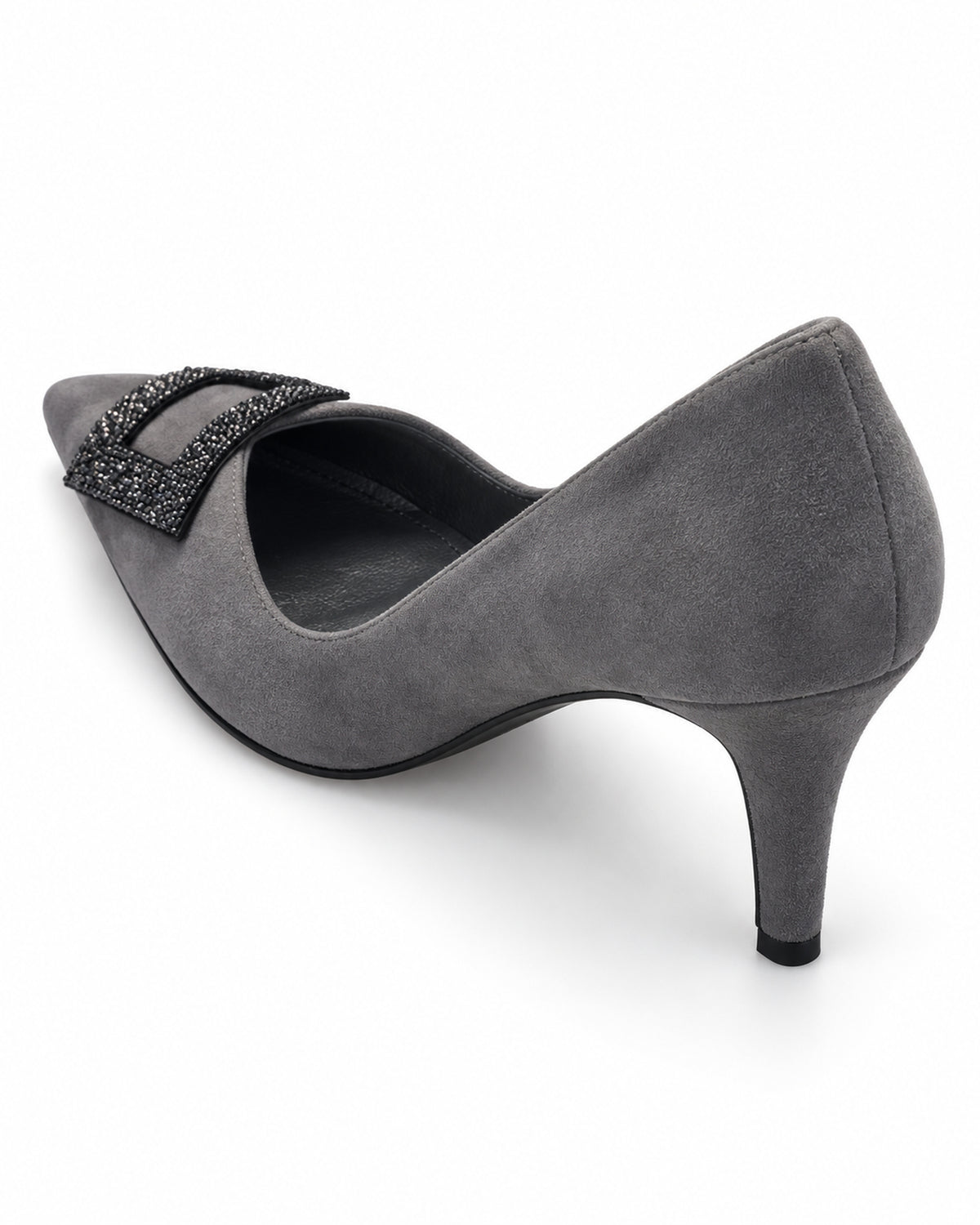 Noelle Crystal-Frame Suede Pump