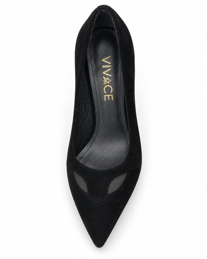 Black Suede Pointed-Toe Pumps