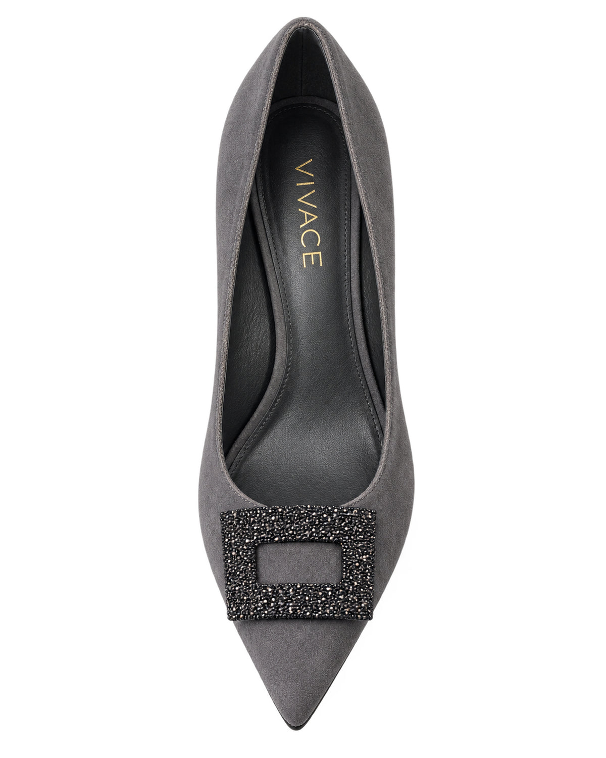 Noelle Crystal-Frame Suede Pump