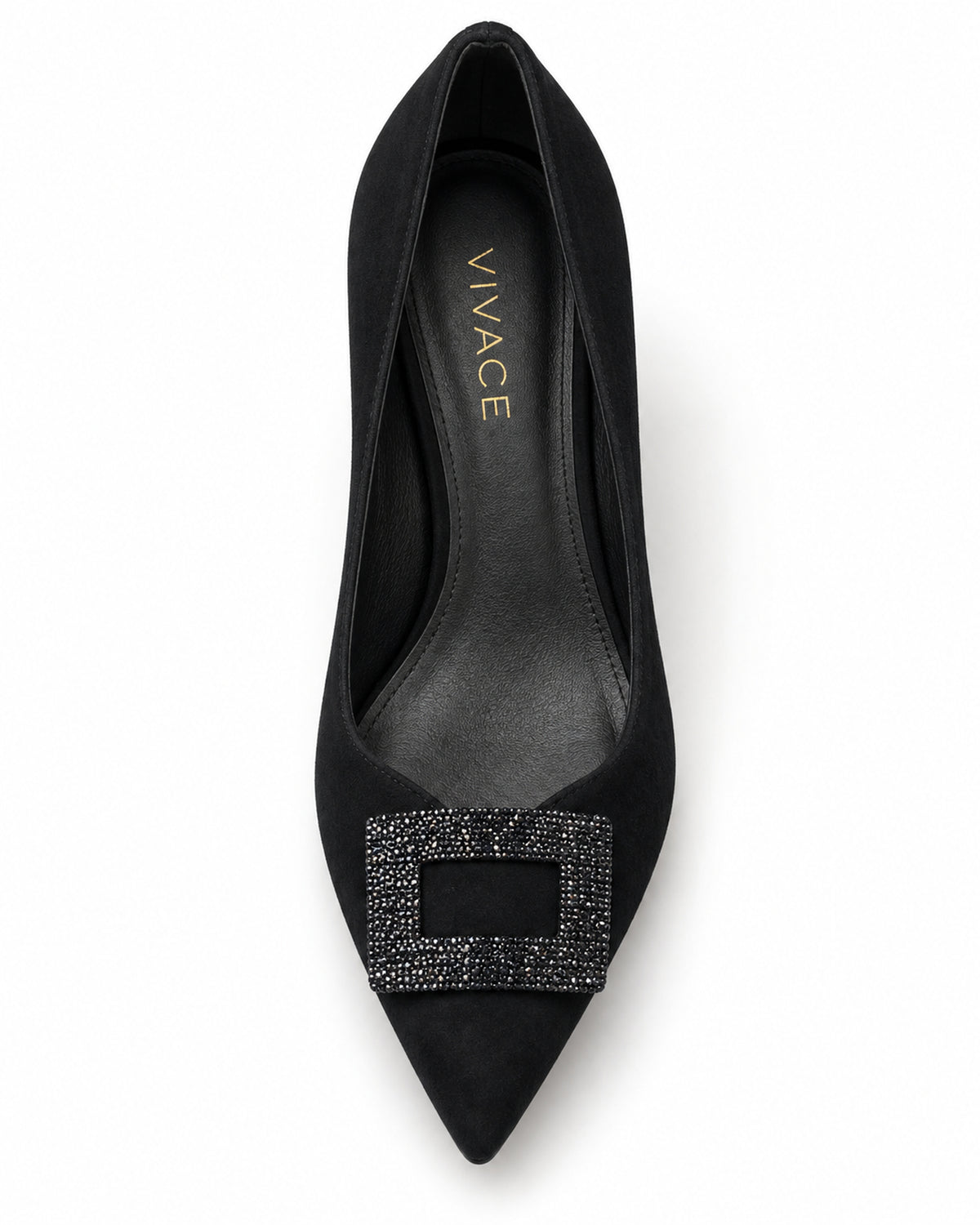 Noelle Crystal-Frame Suede Pump