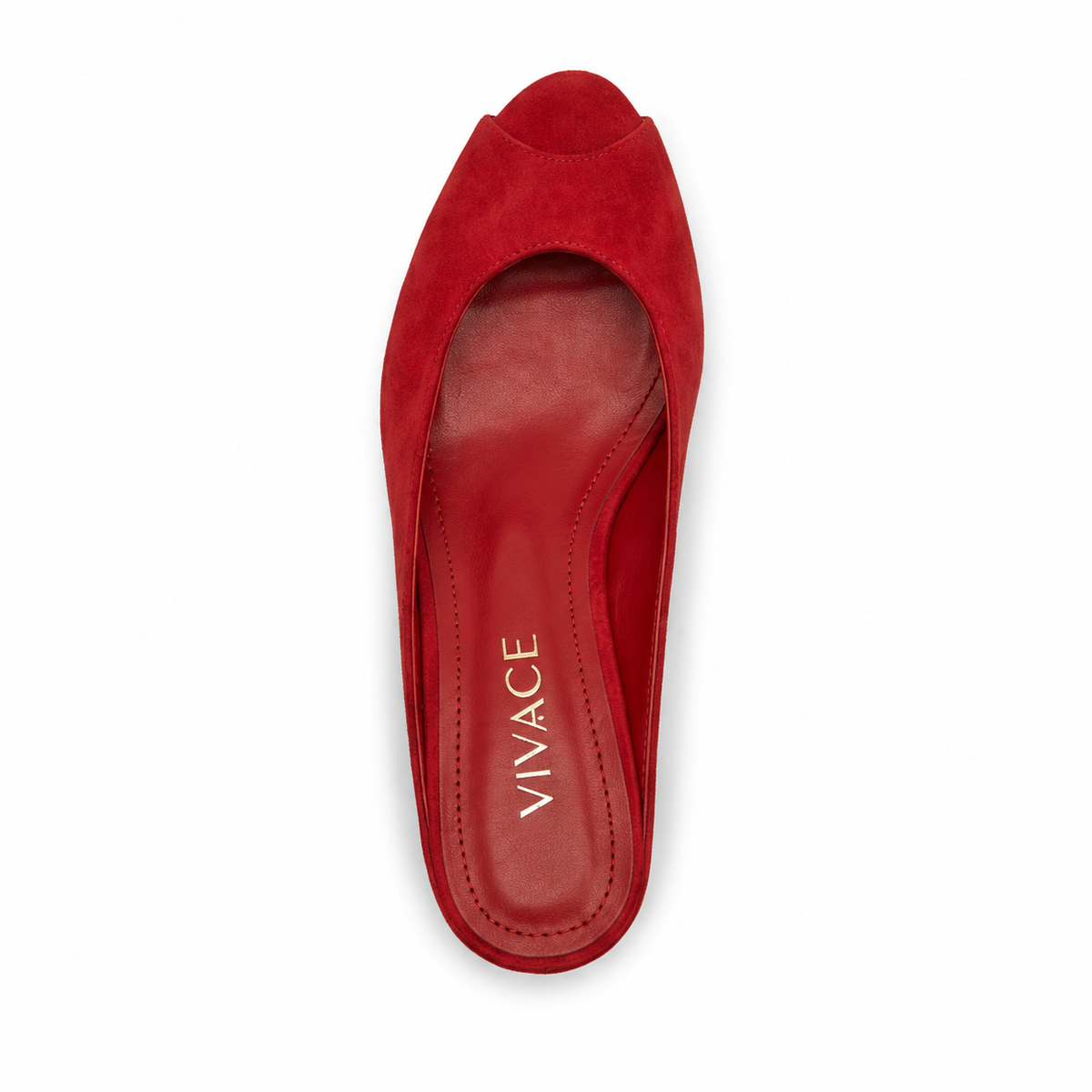 Maëlle Suede Peep-Toe Mule in Red, top view
