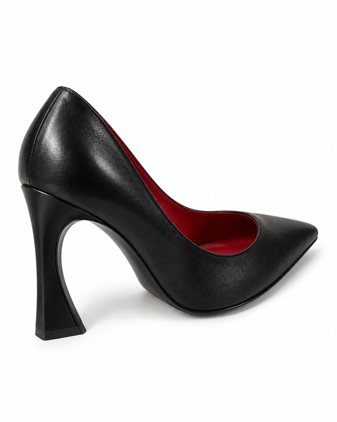 Three-quarter rear view of VIVACE Vittoria leather pump showing the heel and back construction.
