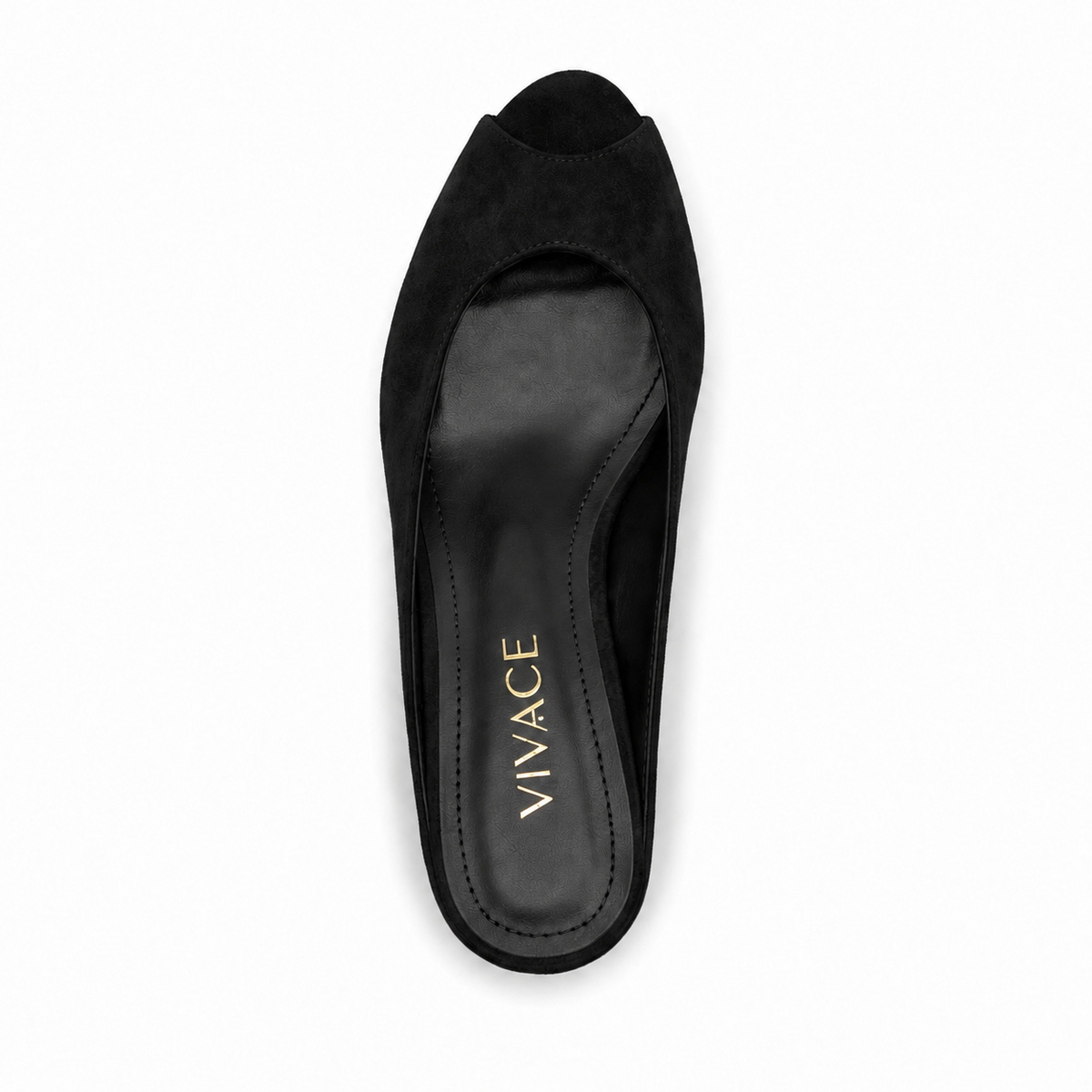 Maëlle Suede Peep-Toe Mule in Black, top view