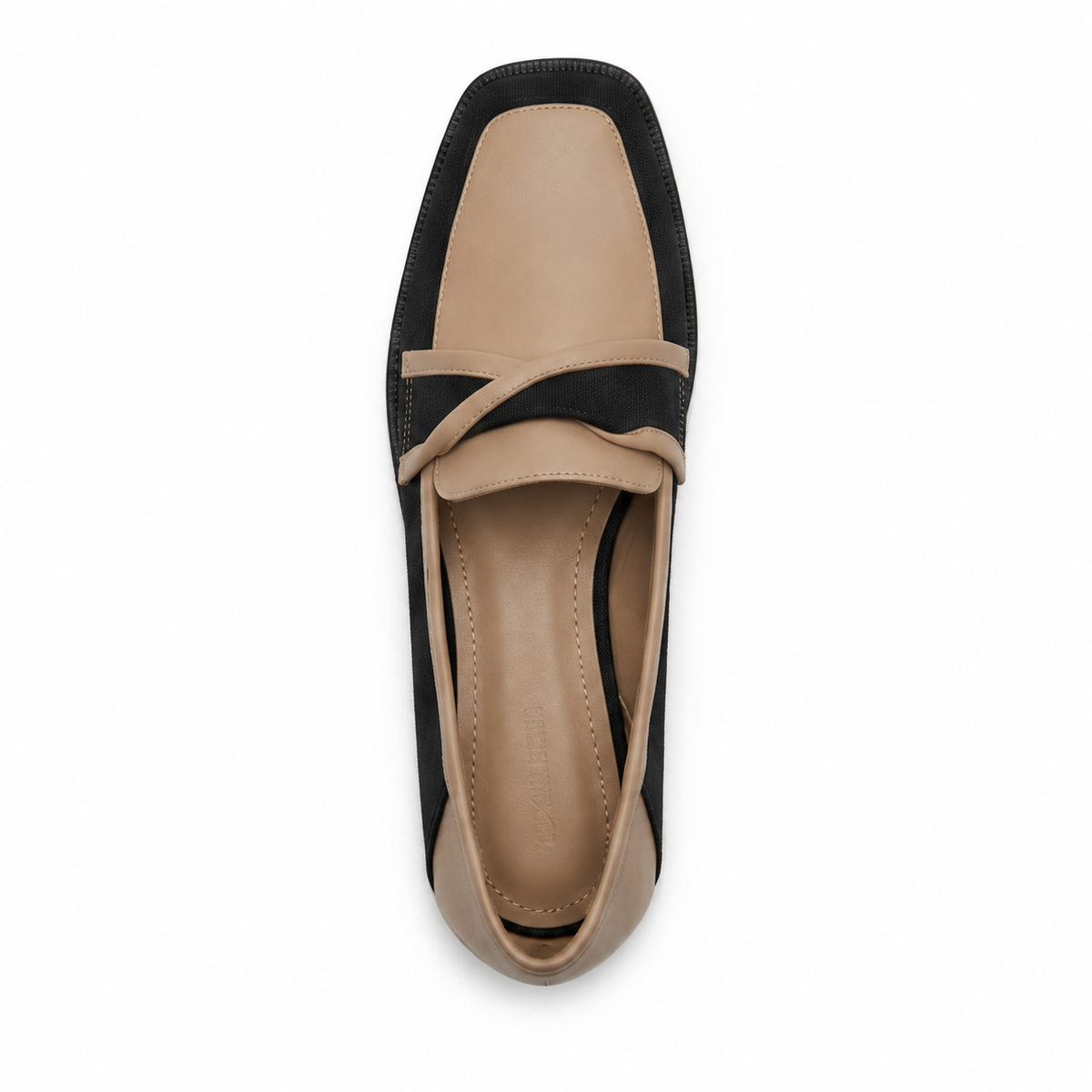 Lucienne Two-Tone Loafer in Black/Beige, top view