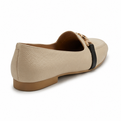 Ondine Hardware Loafer in Beige, three-quarter back view