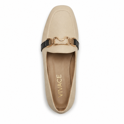 Ondine Hardware Loafer in Beige, top view