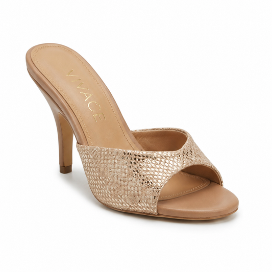 Mireille Textured Mule Gold/Beige women's shoe by VIVACE