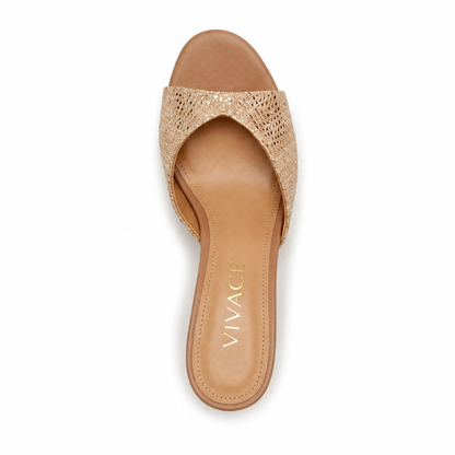 Mireille Textured Mule Gold/Beige women's shoe by VIVACE