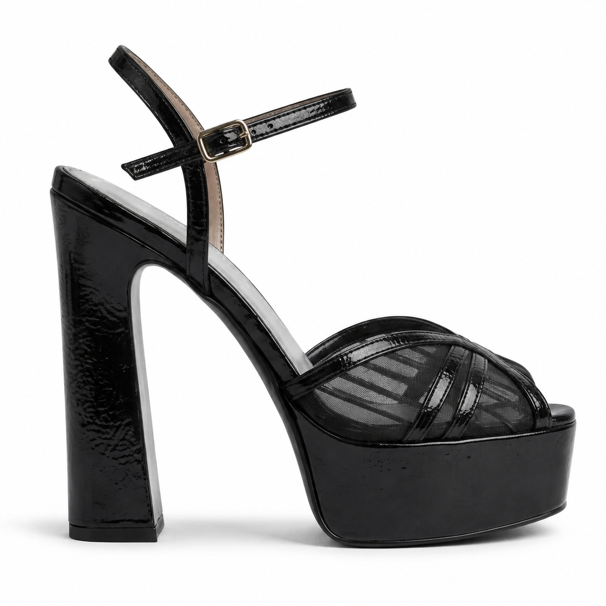Romane Mesh Platform Sandal Black women's shoe by VIVACE