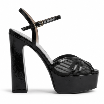Romane Mesh Platform Sandal Black women's shoe by VIVACE