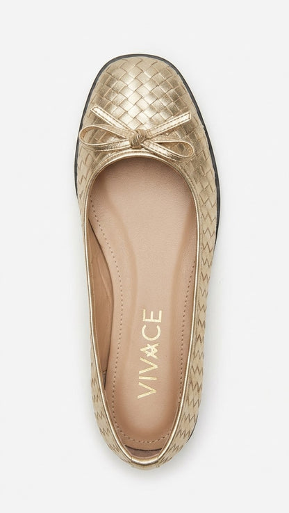 Noémie Woven Ballet Flat in Gold by VIVACE – product image 2