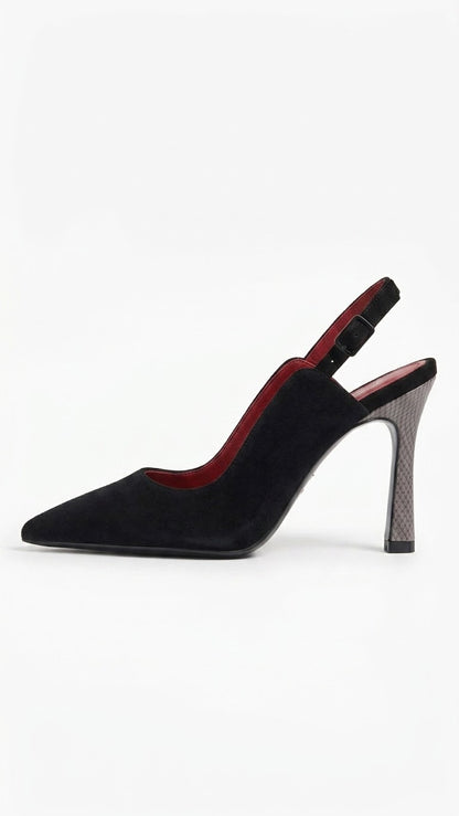 Serena Suede Slingback in Black by VIVACE – product image 2