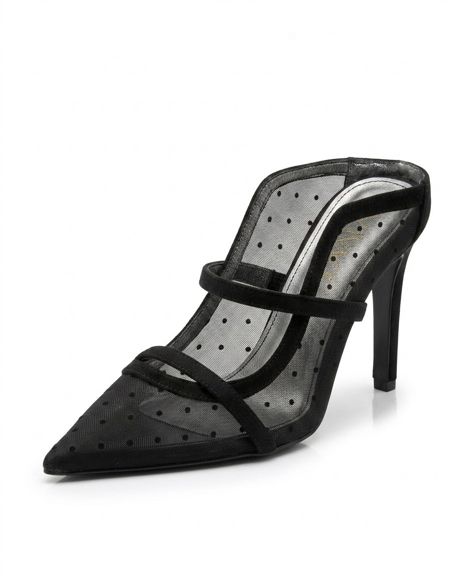 Celeste Polka-Dot Mesh Mule