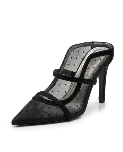 Celeste Polka-Dot Mesh Mule in Black by VIVACE – product image 1