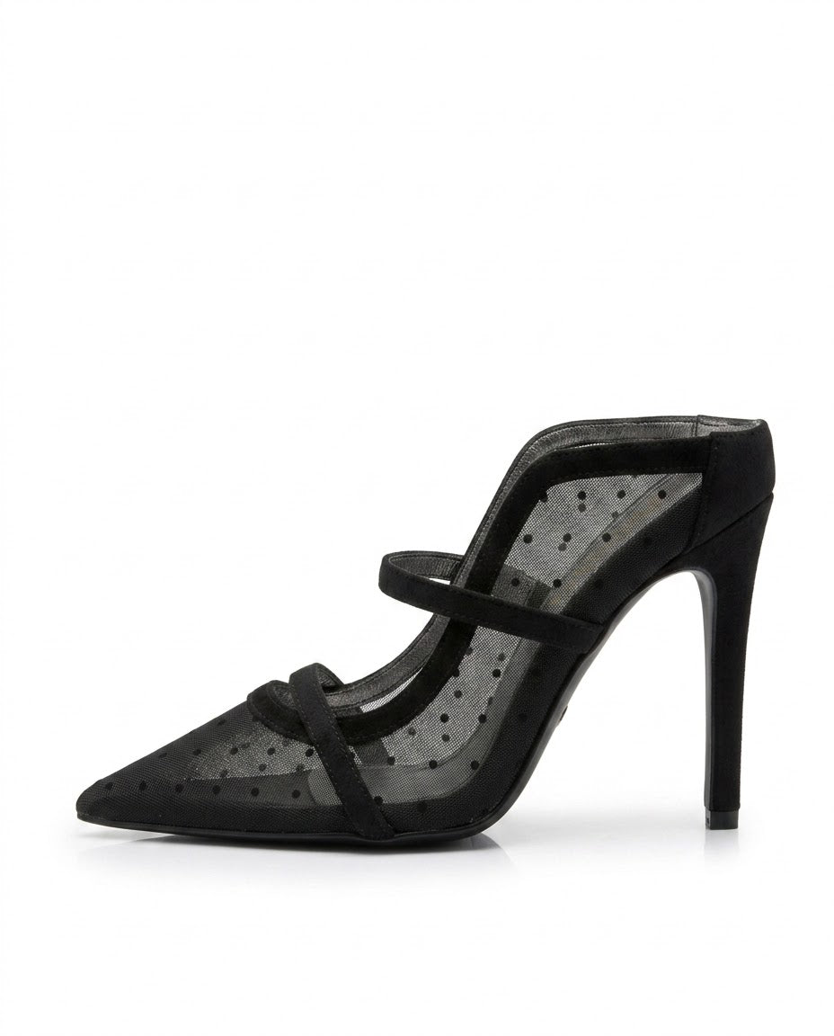 Celeste Polka-Dot Mesh Mule