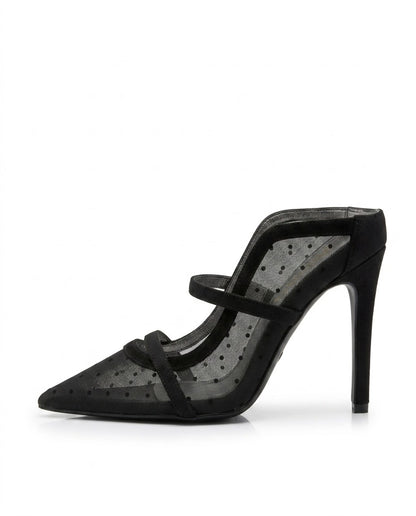 Celeste Polka-Dot Mesh Mule in Black by VIVACE – product image 2
