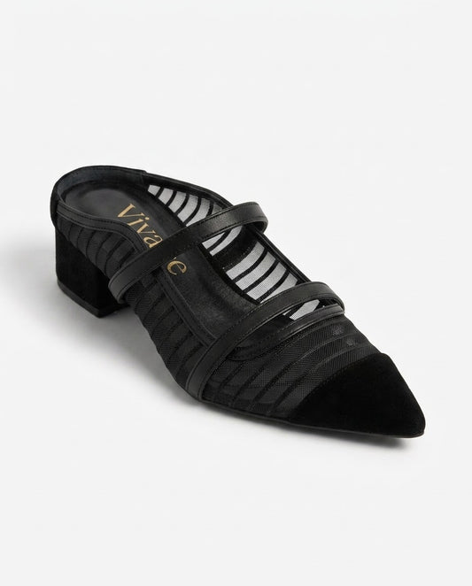 Mirelle Mesh-Strap Pump in Black by VIVACE – product image 1