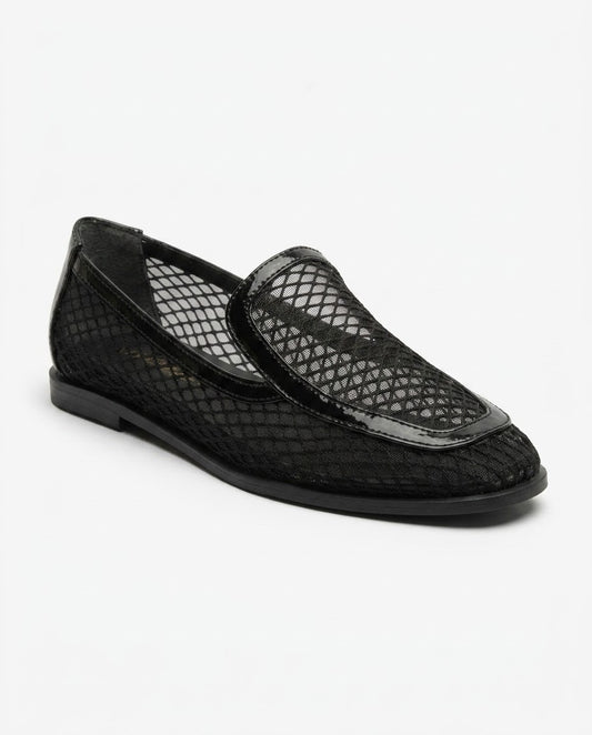 Nerina Patent-Trim Mesh Loafer in Black by VIVACE – product image 1