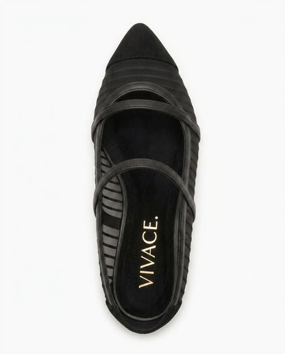 Liora Mesh Mary Jane Flat in Black by VIVACE – product image 4