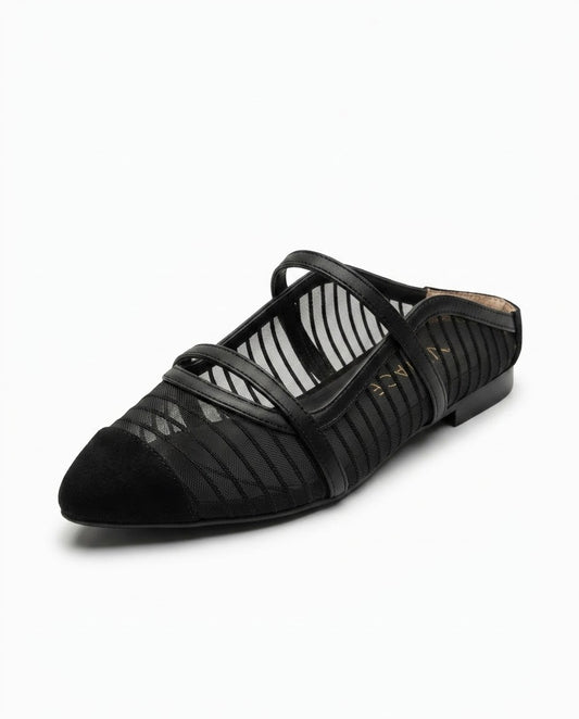 Liora Mesh Mary Jane Flat in Black by VIVACE – product image 1
