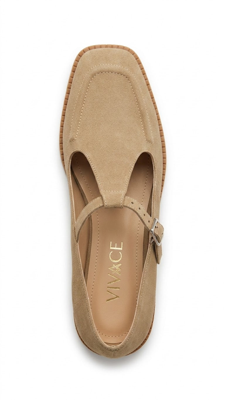 Sabine Suede T-Strap Loafer