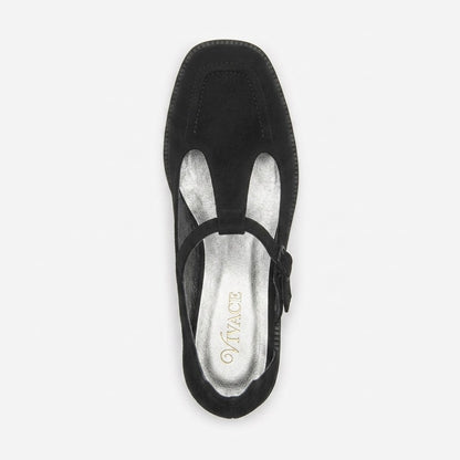 Sabine Suede T-Strap Loafer in Blue by VIVACE – product image 9