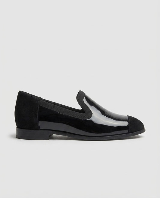 Calista Patent & Suede Loafer in Black by VIVACE – product image 2