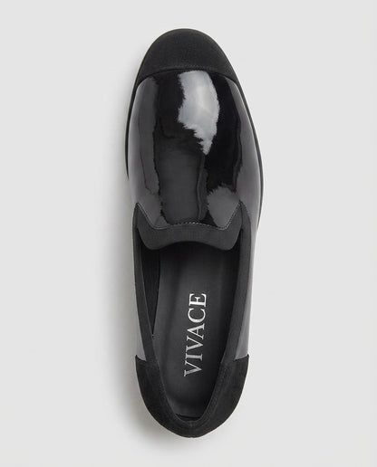 Calista Patent & Suede Loafer in Black by VIVACE – product image 4
