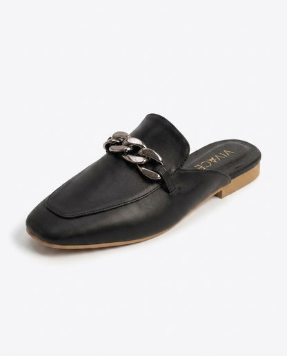 Clarita Chain Loafer Mule in Black by VIVACE – product image 1