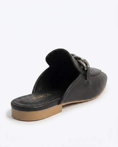 Clarita Chain Loafer Mule in Black by VIVACE – product image 3