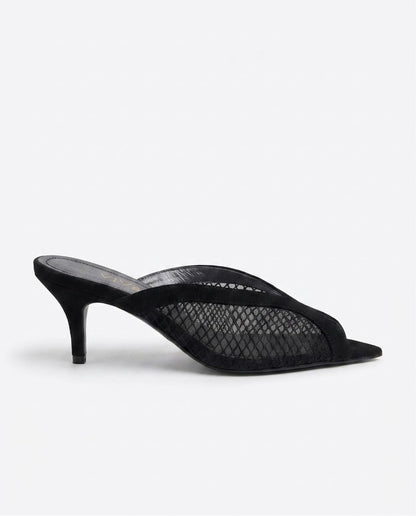 Aveline Mesh Kitten-Heel Mule in Black by VIVACE – product image 2