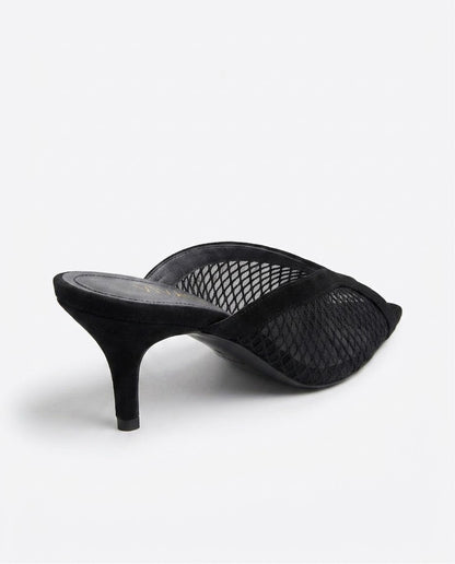 Aveline Mesh Kitten-Heel Mule in Black by VIVACE – product image 3
