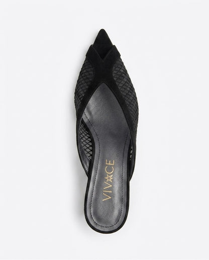 Aveline Mesh Kitten-Heel Mule in Black by VIVACE – product image 4