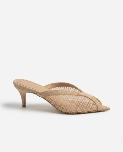 Aveline Mesh Kitten-Heel Mule in Black by VIVACE – product image 5