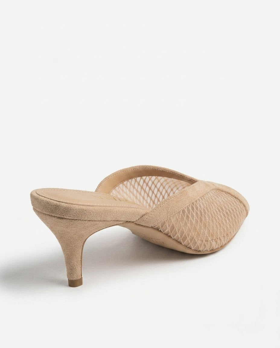Aveline Mesh Kitten-Heel Mule in Black by VIVACE – product image 6