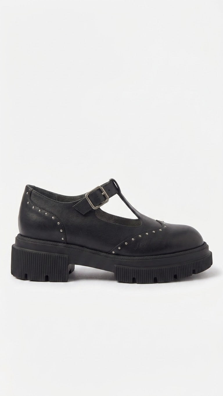 Delphine Patent T-Strap Loafer in Black by VIVACE – product image 6