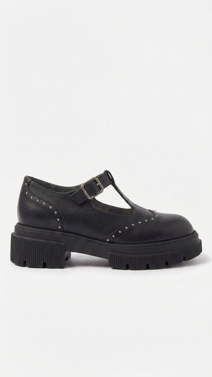 Delphine Patent T-Strap Loafer in Black by VIVACE – product image 6