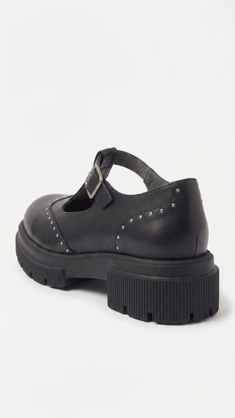 Delphine Patent T-Strap Loafer in Black by VIVACE – product image 7