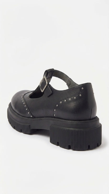 Delphine Patent T-Strap Loafer in Black by VIVACE – product image 7