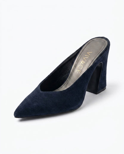 Lorena Sculpted-Heel Suede Mule in Black by VIVACE – product image 2