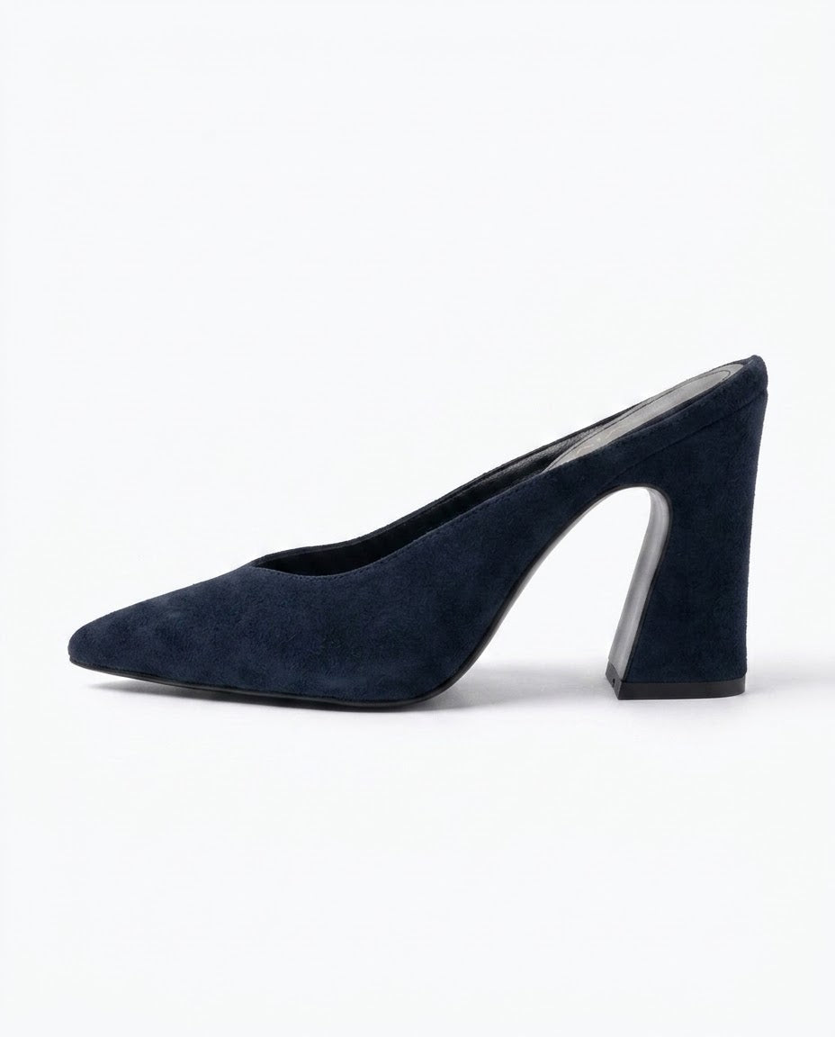 Lorena Sculpted-Heel Suede Mule in Black by VIVACE – product image 3