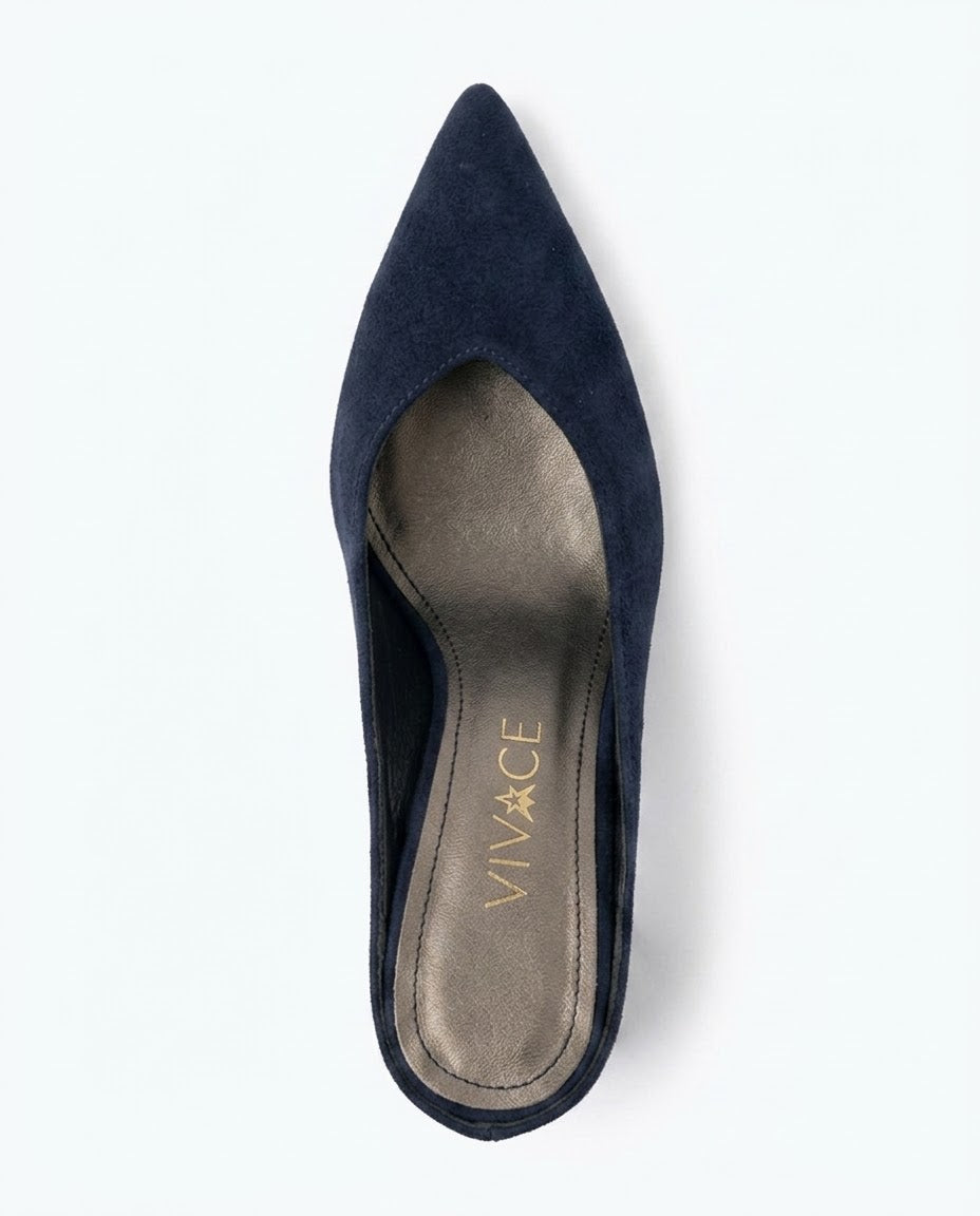 Lorena Sculpted-Heel Suede Mule in Black by VIVACE – product image 5